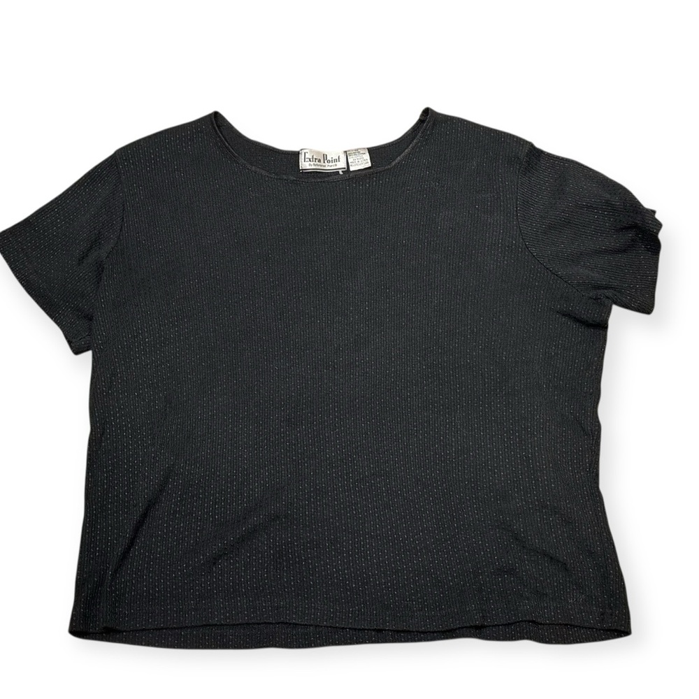 Extra Point Textured Black Short Sleeve Tee in Black Size 1X